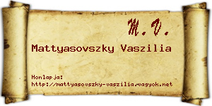 Mattyasovszky Vaszilia névjegykártya